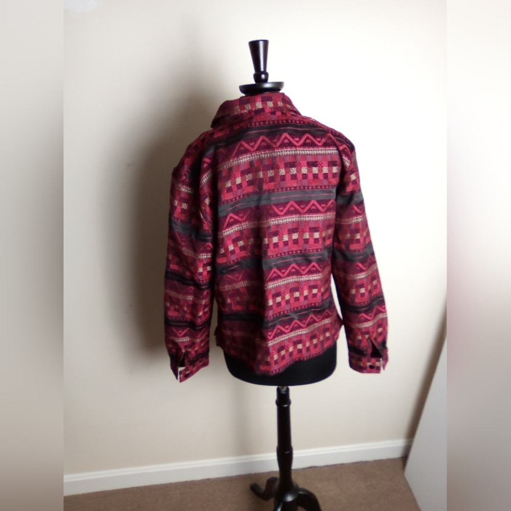 COLDWATER CREEK Chic Red Patterned BLAZER SIZE 16 - Picture 6 of 7
